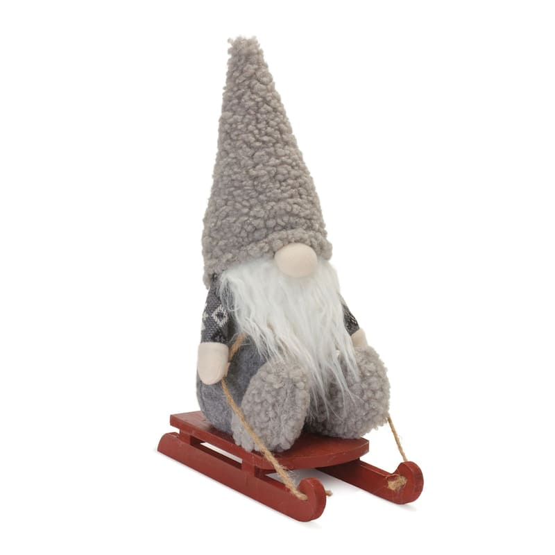 Set of Gnome on Sled Christmas Tabletop Plush Figures 13.5"