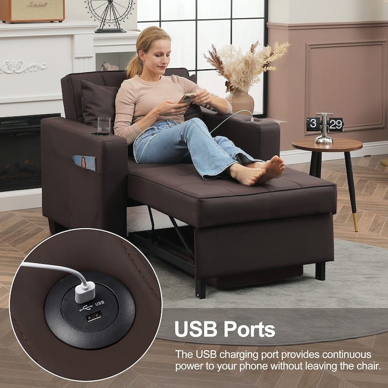 Pull Out Sofa Couch Bed Convertible Sleeper Sofa Bed with Storage Chaise, Sofa Couch