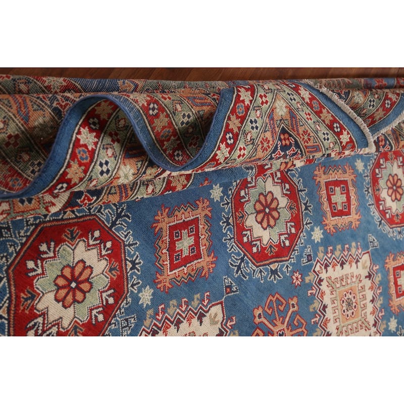Vegetable Dye Blue Kazak Oriental Large Area Rug Handmade Wool Carpet - 12'8" x 16'5"