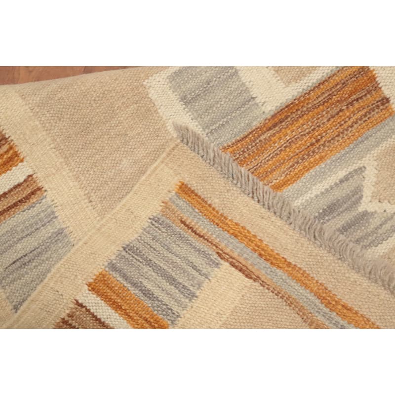 Hand Woven Oriental 100% Wool Carpet Southwestern Tribal Brown Kilim Runner Rug - 5' 9'' X 2' 0''