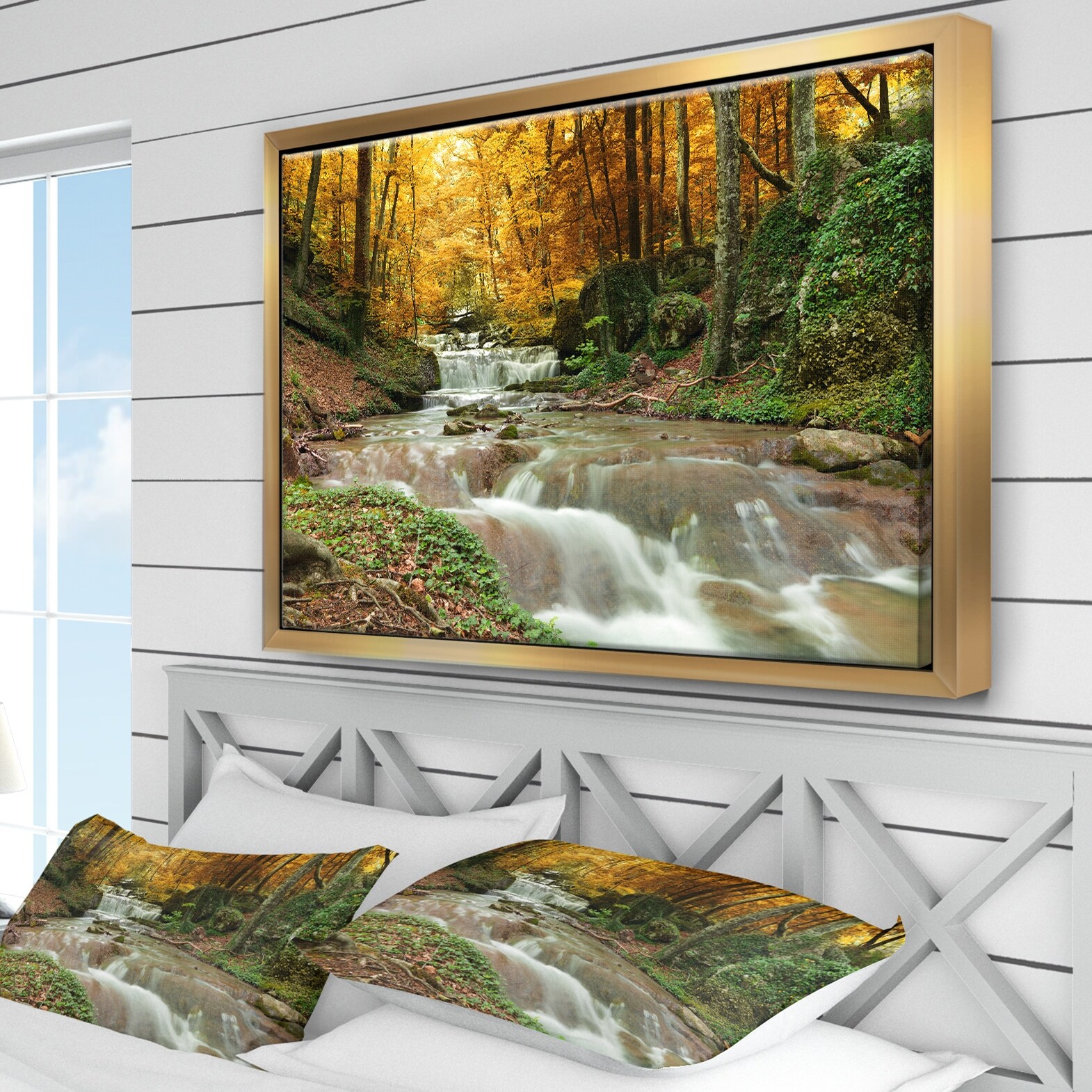 Designart-'Forest-Waterfall-