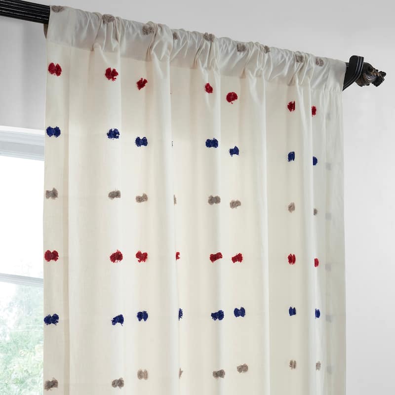 Exclusive Fabrics Geometric Cotton Craft Rod Pocket Sheer Curtains For Bedroom & Living Room Curtains Pair (2 Panels)