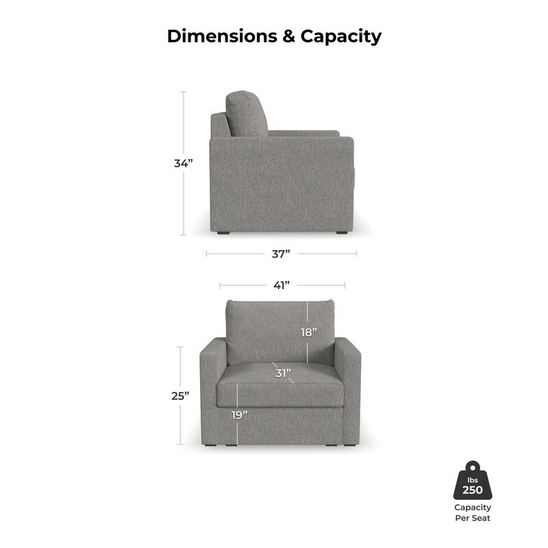 Flexsteel Stain-Resistant Performance Fabric Modular Chair - 41" x 35" x 37"