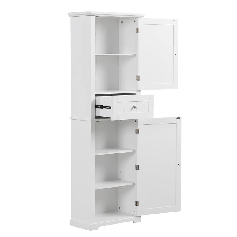 Tall Bathroom Storage Cabinet,Freestanding,MDF Board with Painted Finish - N/A