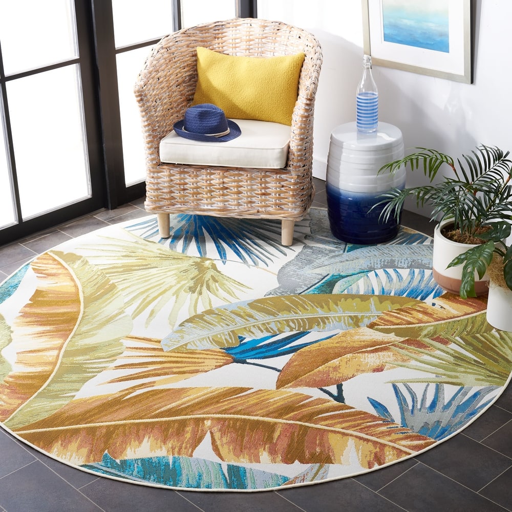 SAFAVIEH Barbados Ehrentrud Tropical Indoor/ Outdoor Waterproof Patio Backyard Rug