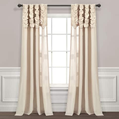 Lush Decor Ruched Waterfall Linen Window Curtain Single Panel - 84" x 52"
