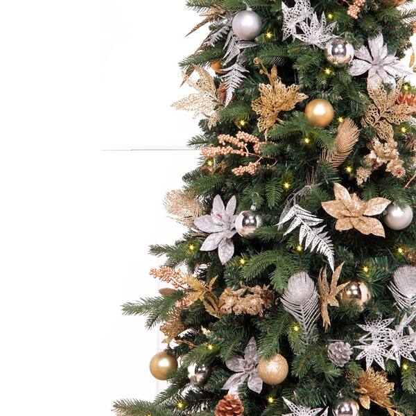 Shop 5 5 Pre Lit Pre Decorated Gold And Silver Artificial
