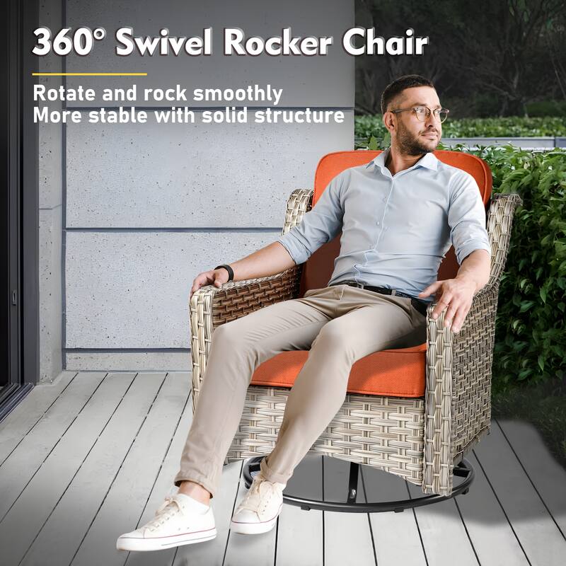 XIZZI 11-piece Patio Rattan Wicker Furniture Set with Fire Pit Table