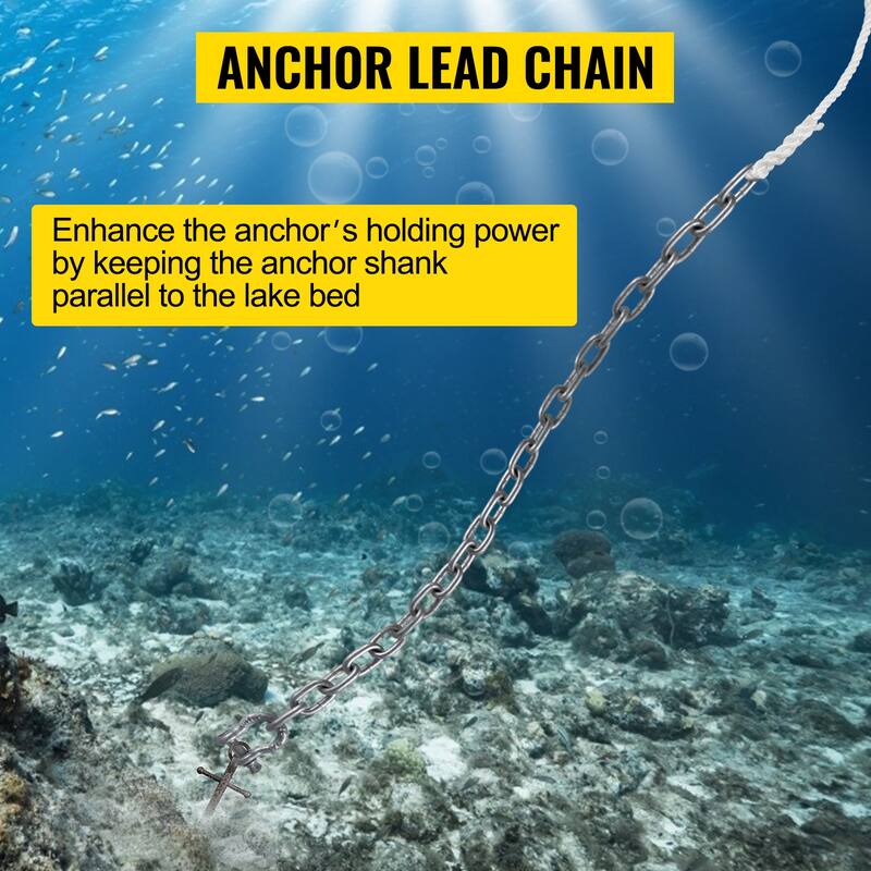 UIMOSO Windlass Anchor Rode and Chain, 5/16" x 15' Boat Anchor Chain and 1/2" x 200' Nylon Rope, 2373 lbs. WLL/7120 lbs.