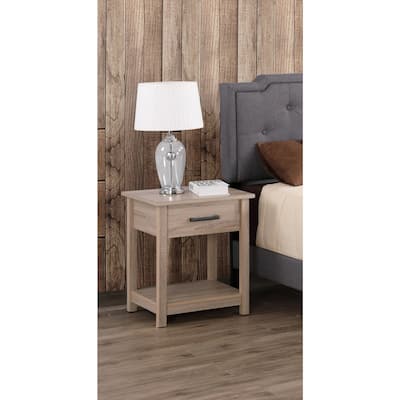 Sandle Wood Nightstand 24x20x19 Warm Compact Bedside Table with Contemporary Finish, Easy Assembly and Modern Storage