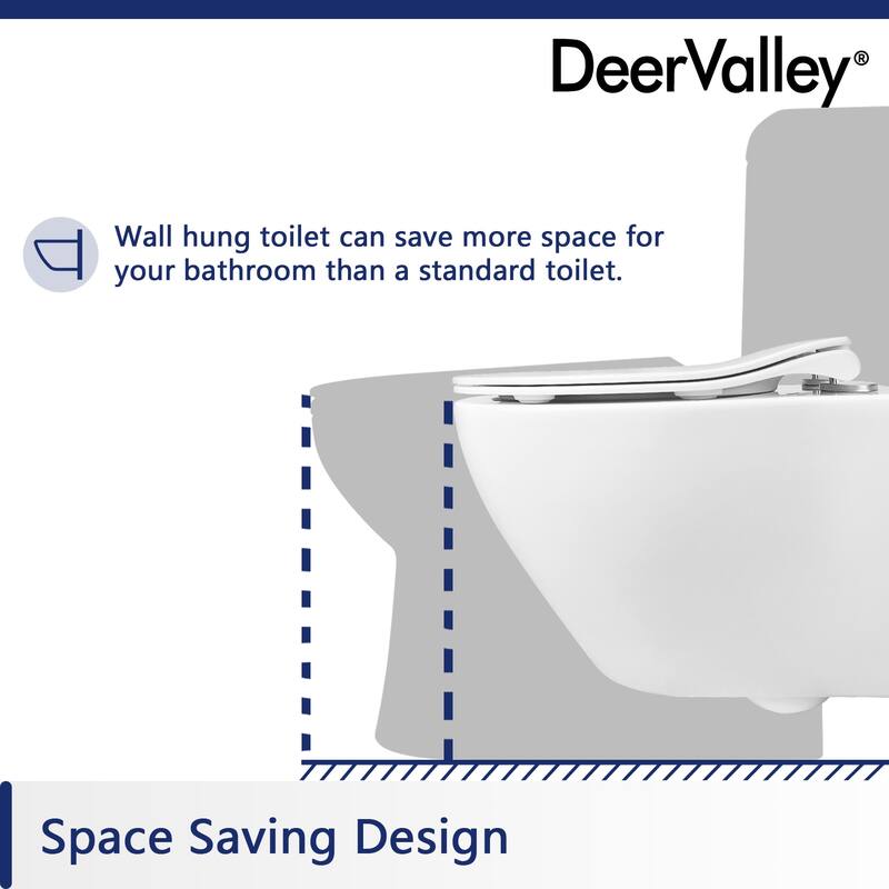 DeerValley Liberty 1.59 GPF Elongated Wall Hung Toilets Included Seat