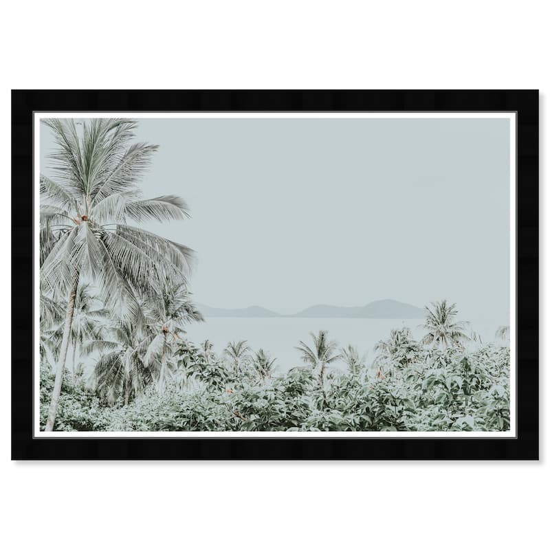 Wynwood Studio Prints Floral and Botanical Silver Grey Paradise Gray and Dark Green Tropical Wall Art Canvas Print