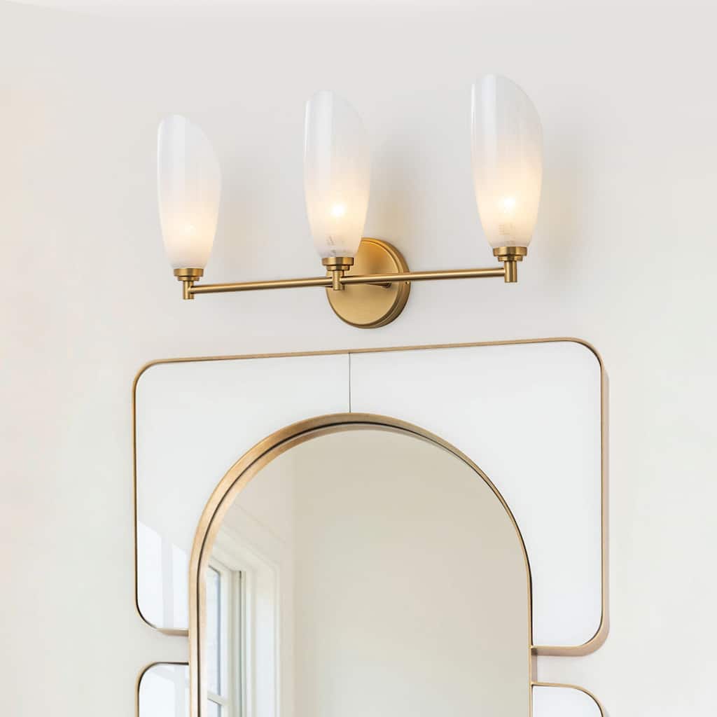 3 Light Gold Bathroom Vanity Light Modern Cloud Glass Shade Hallway - W-21.46 in.