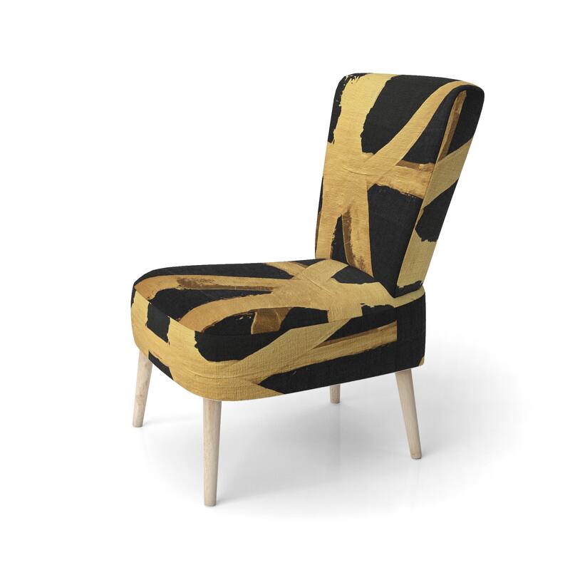 Designart "Black & White Crossing Paths I" Upholstered Abstract Accent Chair - Modern Arm Chair For Bedroom