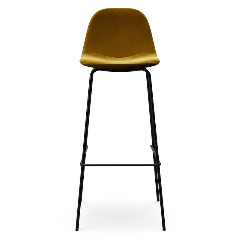 Maxine Velvet Bar Height Stools Black Legs (Set of 2) - Gold Velvet