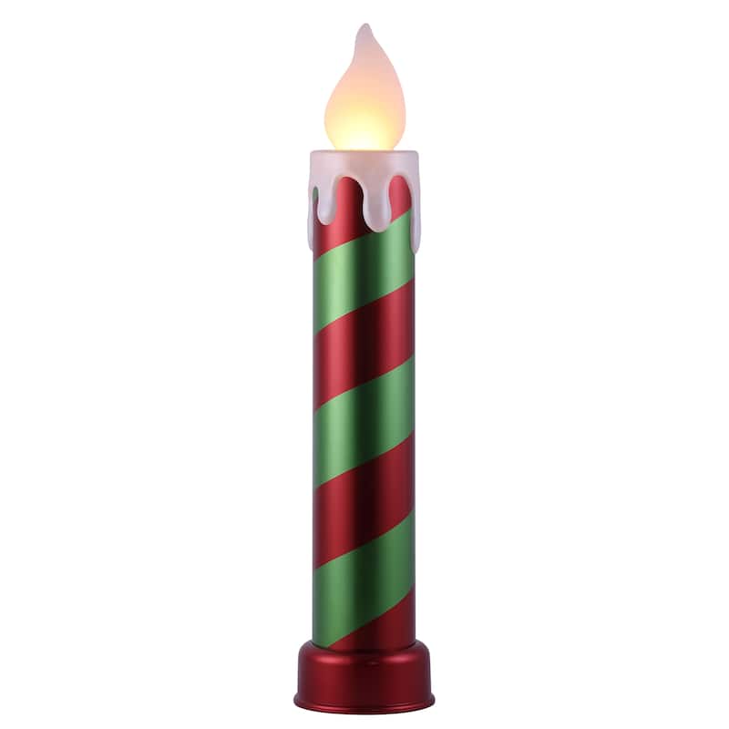 36" Metallic Blow Mold Candle - Red & Green