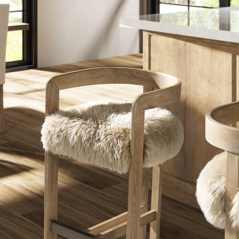 Millwick 26.5" Low Back Ash Wood Counter Height Bar Stool - 21"W X 20"D X 27"H