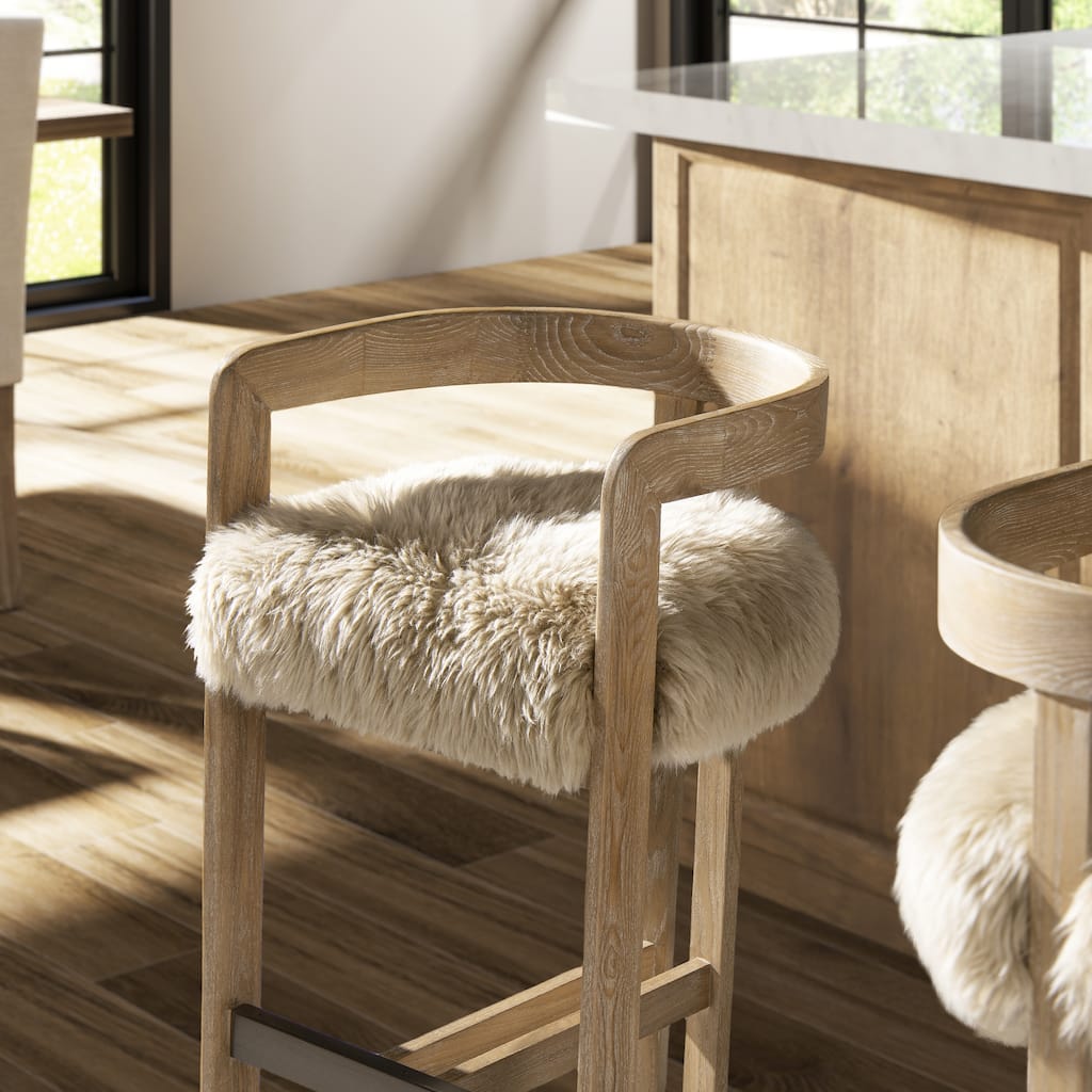 Millwick 26.5" Low Back Ash Wood Counter Height Bar Stool - 21"W X 20"D X 27"H