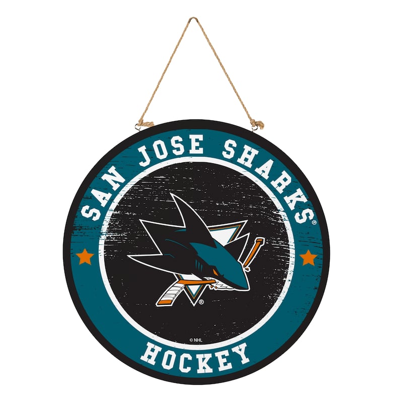 San Jose Sharks Wooden Door Decor Wall Sign - Multi-Color
