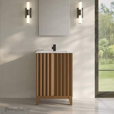 Troyes 24" Freestanding Bathroom Vanity In Brown Oak With Sink Top - 24