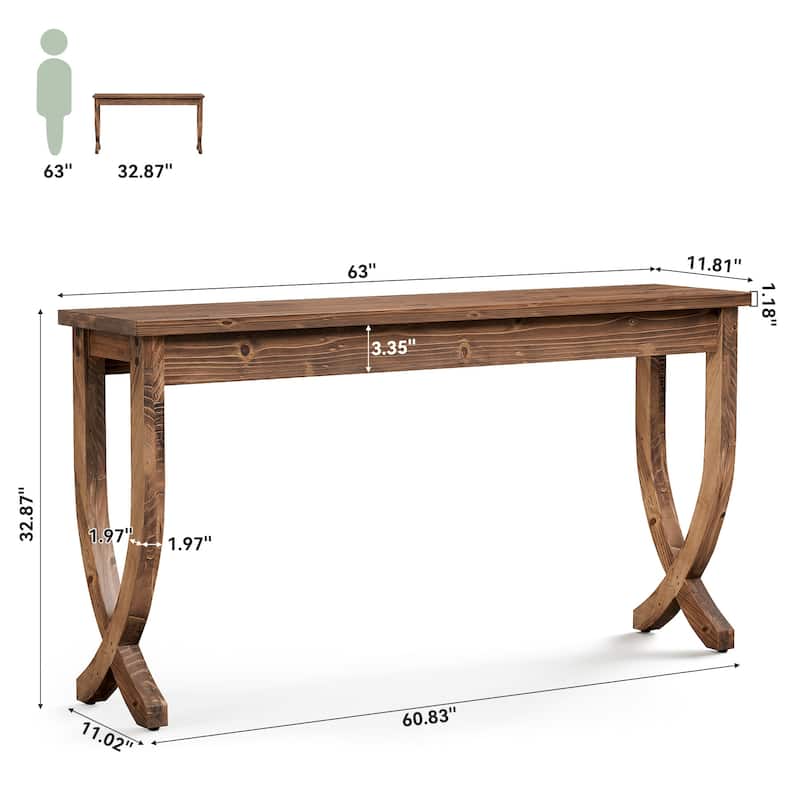63-Inch Console Table, Farmhouse Entryway Table, Long Sofa Table
