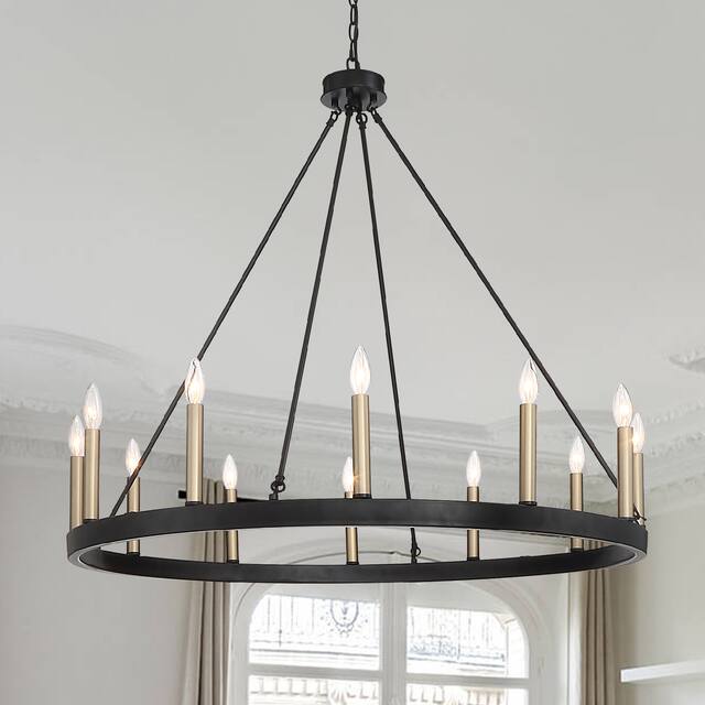 The Gray Barn Highclere 12-light Wagon Wheel Chandelier - 40"x40"x35.93"