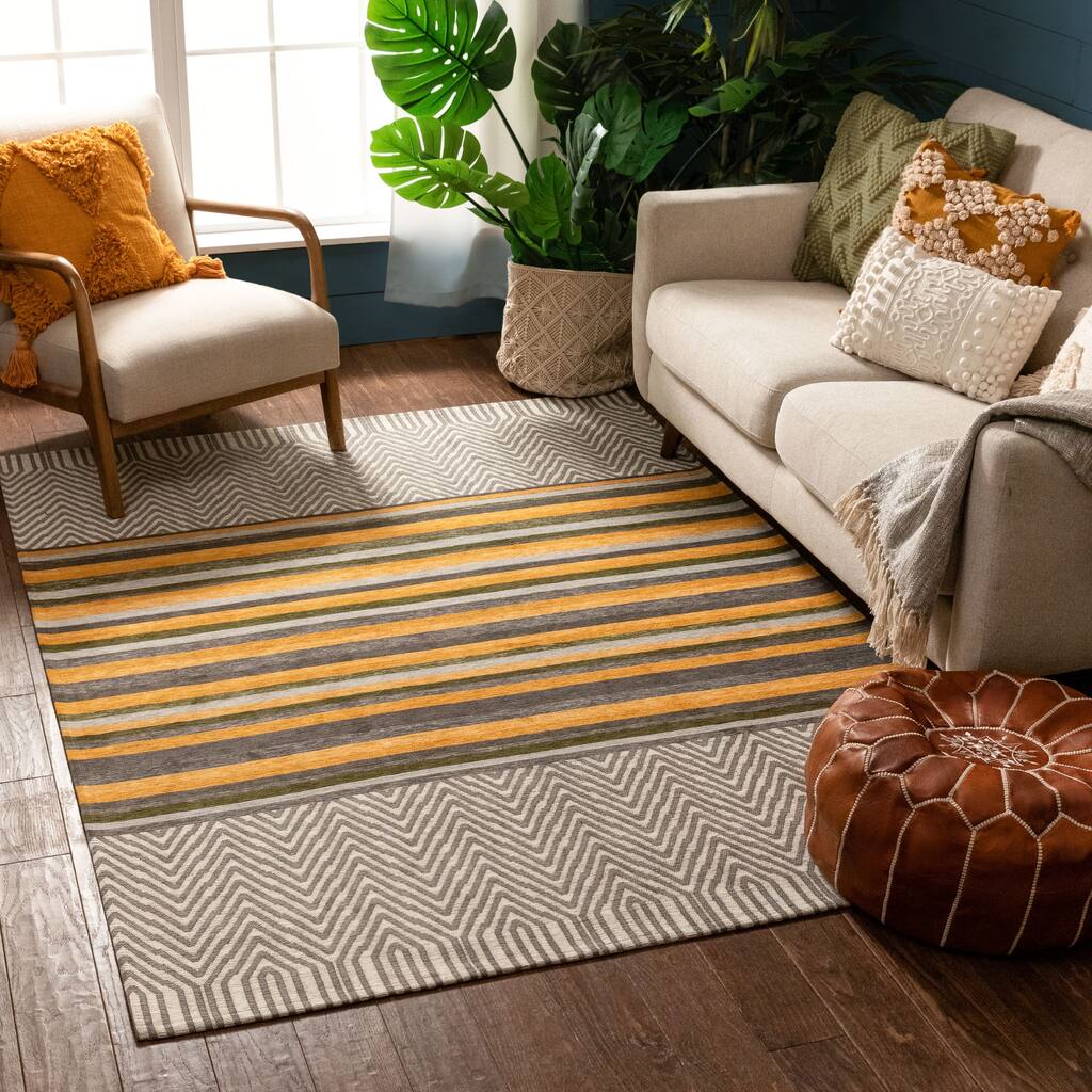 Well Woven ChaCha Chia Contemporary Solid Striped Area Rug - 5'3" x 7'3"