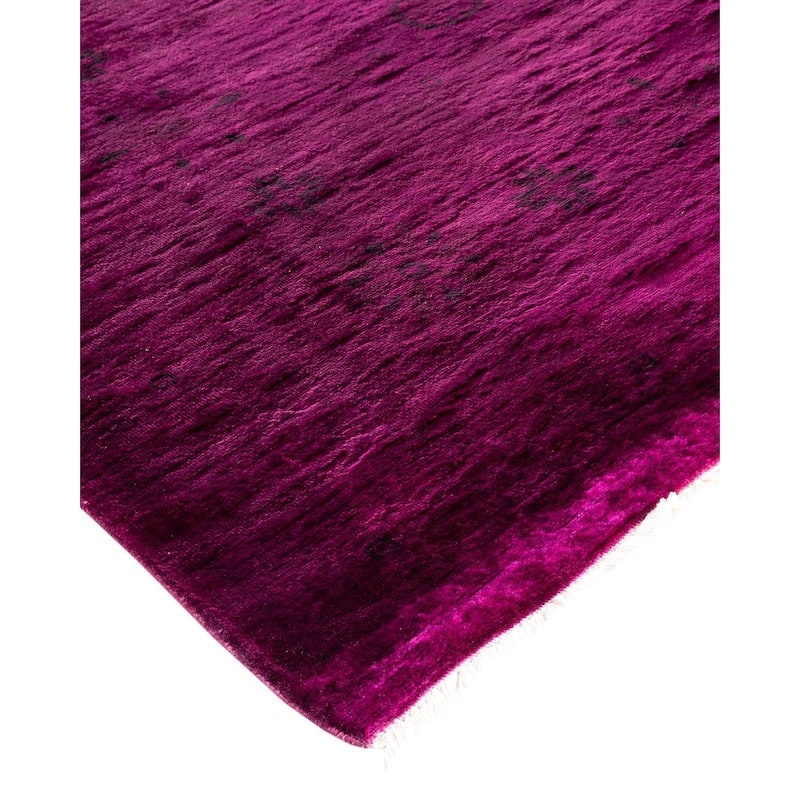 Overton Hand Knotted Wool Vintage Inspired Modern Contemporary Overdyed Plum Area Rug - 12' 2" x 14' 10"