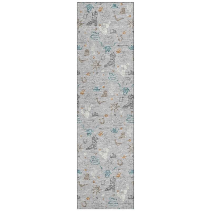 Machine Washable Indoor/ Outdoor Cowboy Ranch Chantille Rug