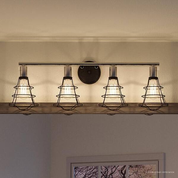 slide 2 of 7, Luxury Vintage Bathroom Vanity Light, 11"H x 34.625"W, with Contemporary Style, Charcoal Finish by Urban Ambiance