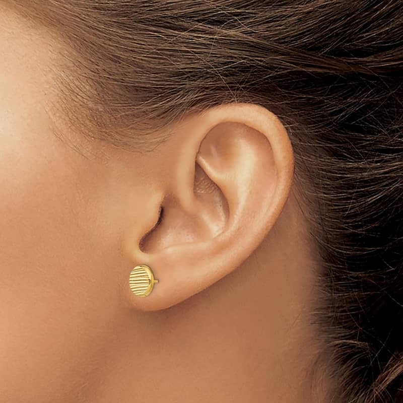 Curata 14k Yellow or White Gold 8.5mm Textured Circle Post Earrings