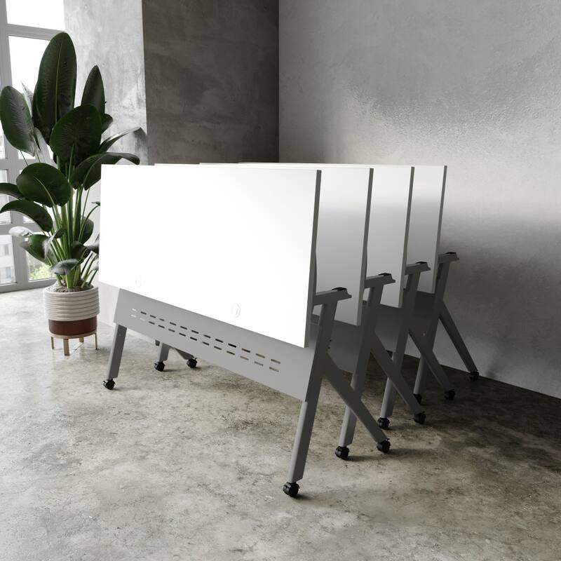 Commercial Nesting Flip Training Table with Steel Frame and Y-Legs - 23.5"W x 60"D x 30"H