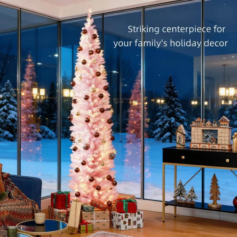 8ft Pencil Christmas Tree ,pink - Pink