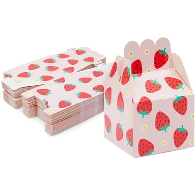 Sparkle and Bash Strawberry Birthday Party Favor Treat Boxes (Pink, 3.5 x 2.75 in, 36 Pack)