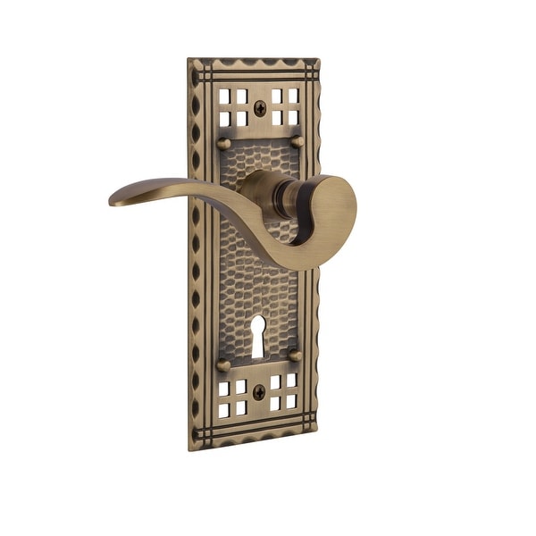 Nostalgic Warehouse CRAMAN_PRV_238_KH Manor Privacy Door Lever Set with Craftsman Rose and Decorative Keyhole for 2-3/8"