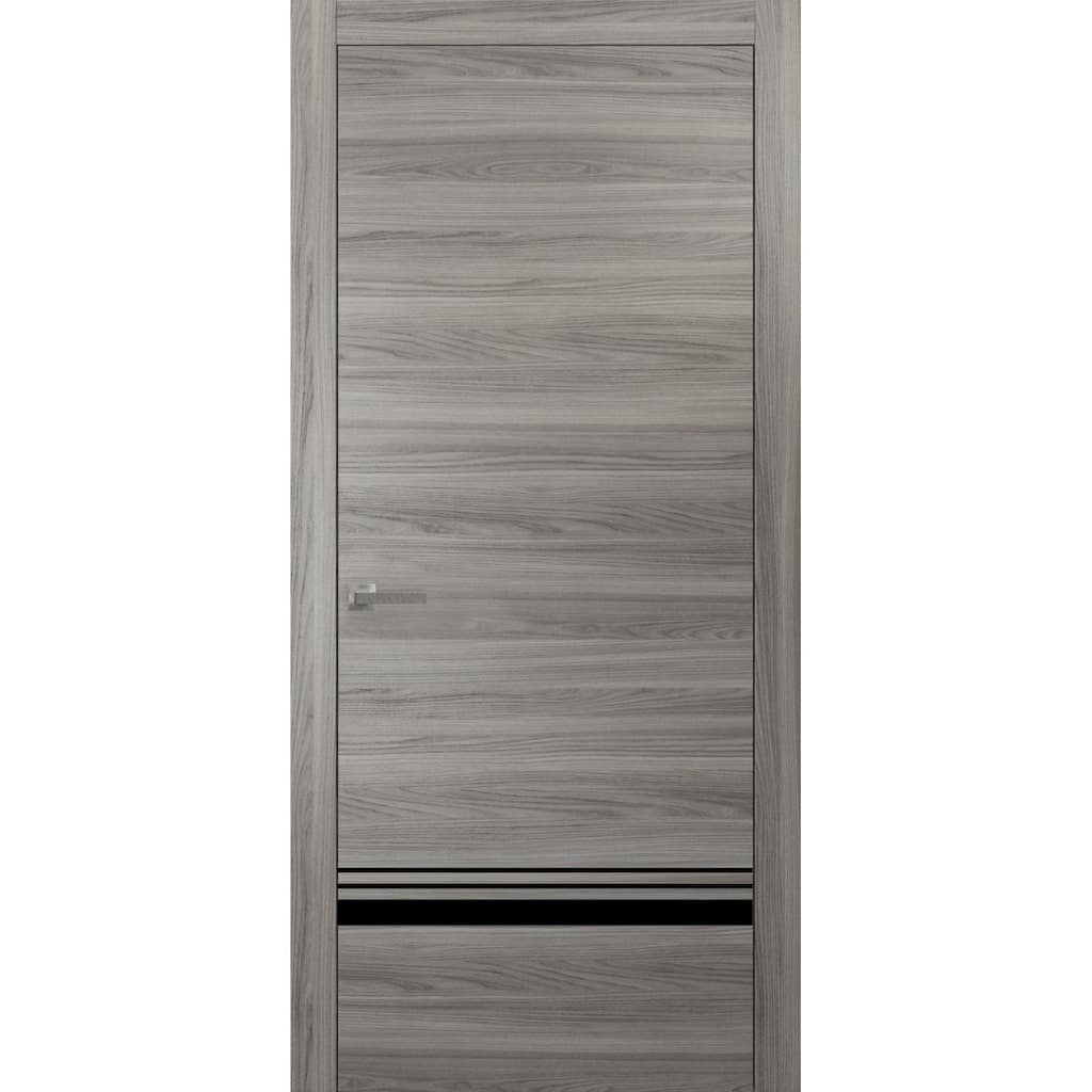 Solid French Door 18 x 80 Planum 0012 Grey Matte with| Bathroom