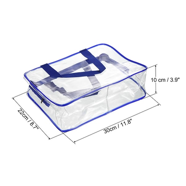 dimension image slide 0 of 4, 2Pcs Clear Toiletry Bag Makeup Pouch with Zipper Handle - 11.8x3.9x8.7"