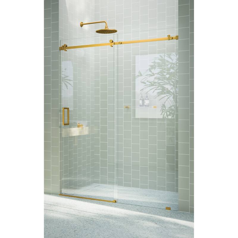 Glass Warehouse 56 in. x 78 in. Sliding Frameless Shower Door with Square Hardware