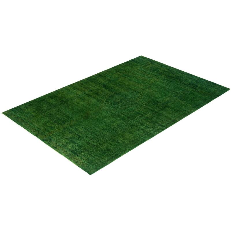 Overdyed, One-of-a-Kind Hand-Knotted Area Rug - Green - 4' 7" x 6' 10"