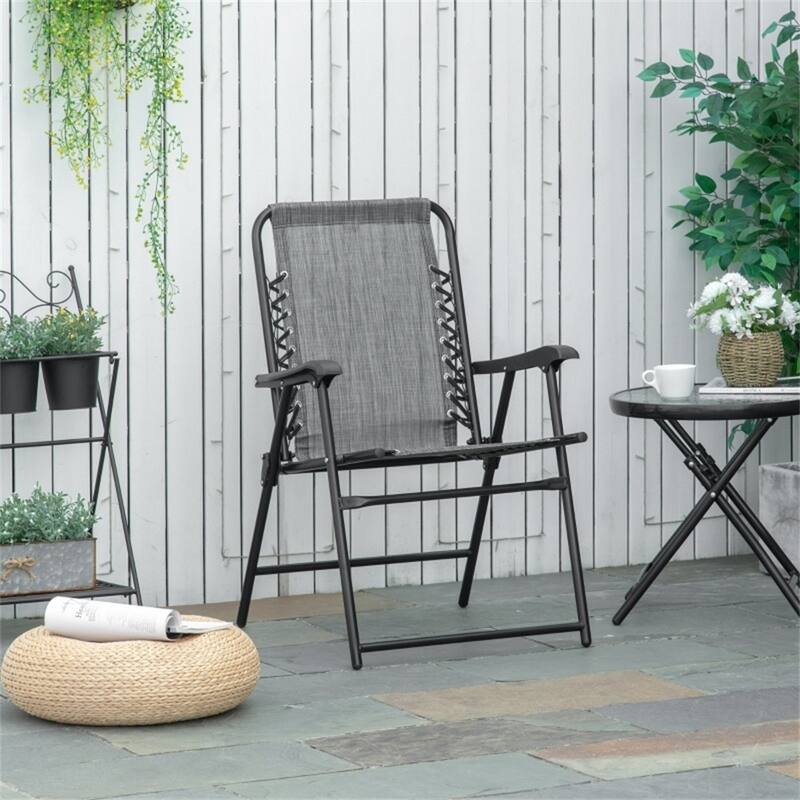 Mesh Fabric Outdoor Folding Chair with Armrest, Foldable and Steel