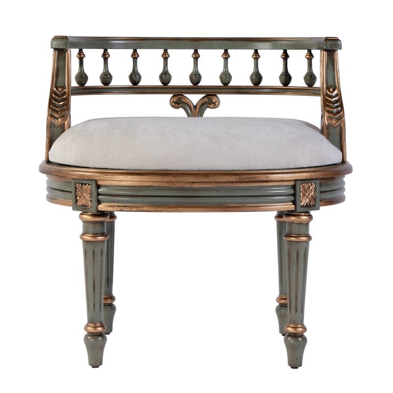 Hathaway 22.5 in. W Oval Upholstered and Wood Traditional Vanity Seat