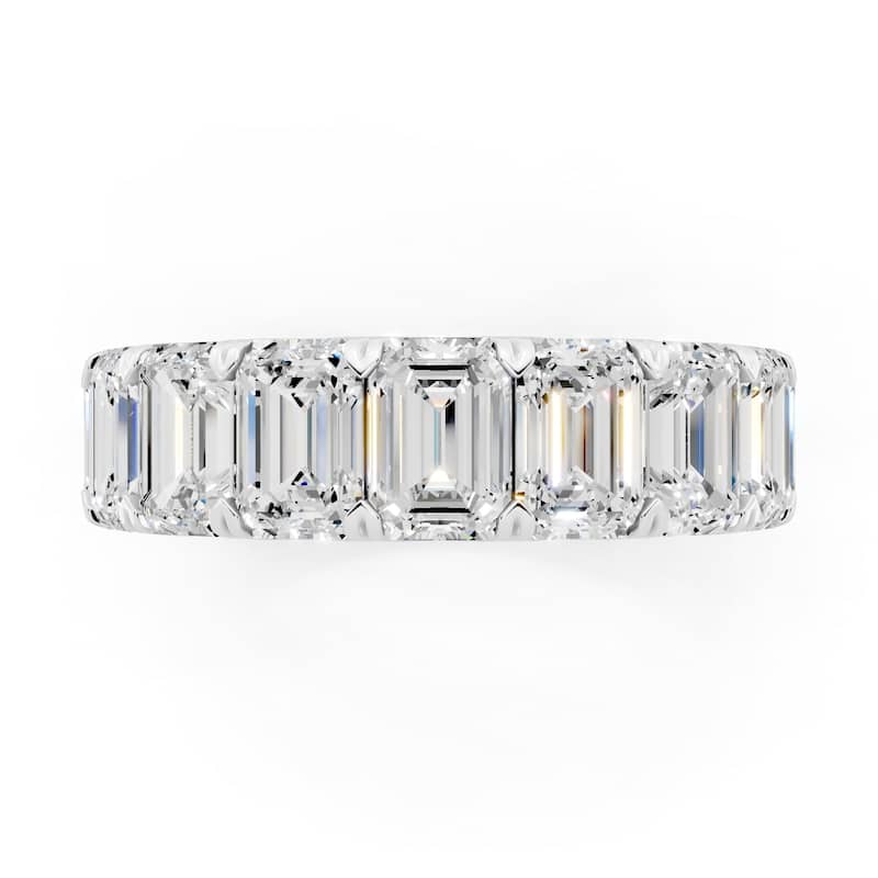 Auriya 14k Gold 7 1/2ctw Emerald Lab Grown Diamond Eternity Ring (E-F VS)