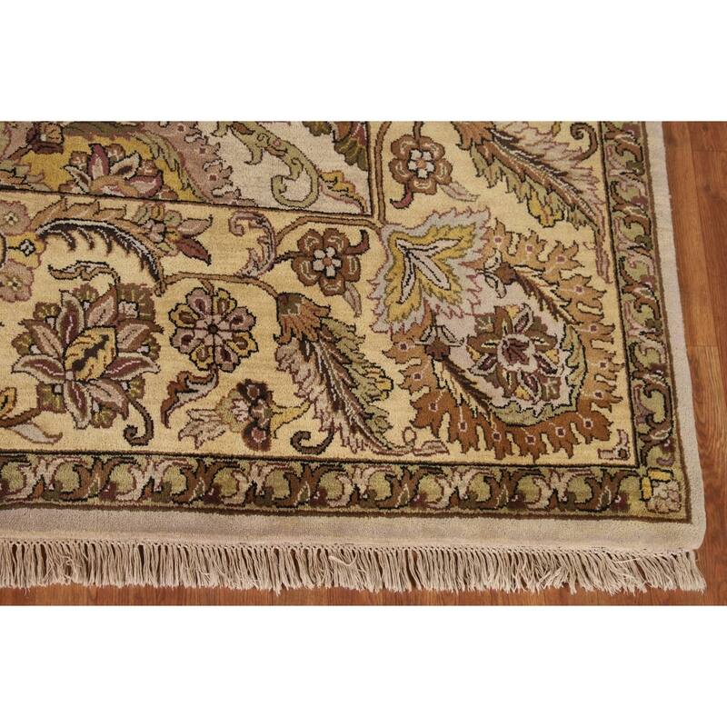 All-Over Floral Agra Indian Area Rug Hand-Knotted Wool Carpet - 9'1"x 12'2"