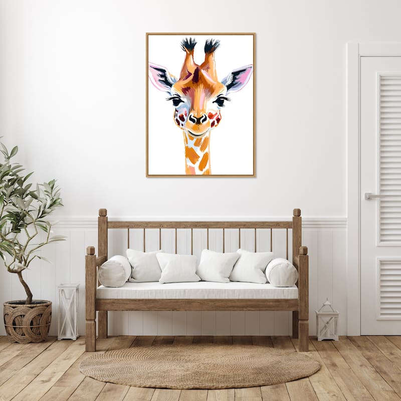 Giraffe by Ohkimiko Framed Canvas Wall Art