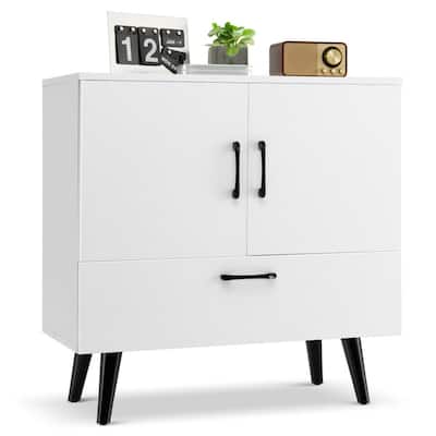 Modern Floor Storage Cabinet with 2 Doors and 1 Pull-out Drawer - 30" x 16" x 31" (L x W x H)