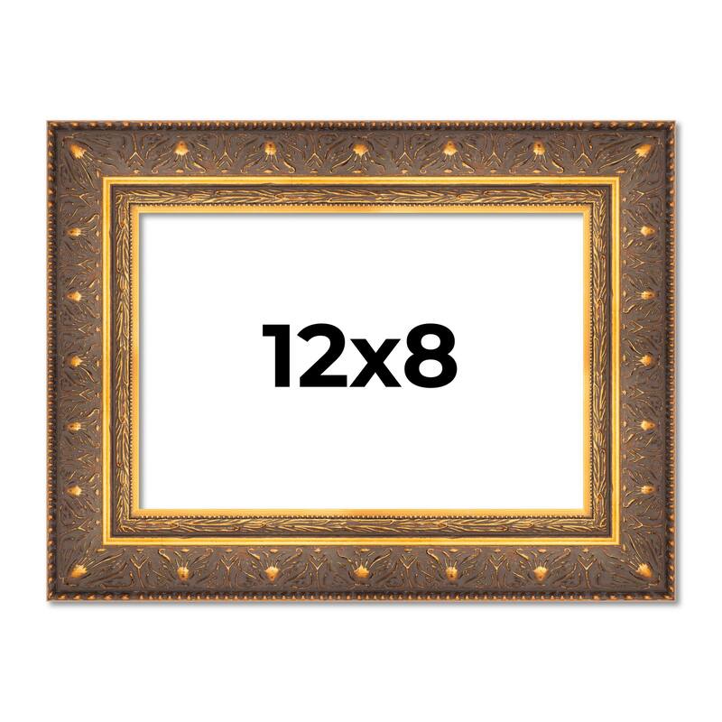 12x8 Frame Vintage Gold Solid Wood Picture Frame | 2.5 Inch Moulding