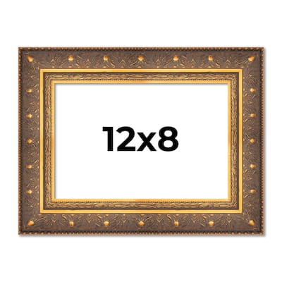 12x8 Frame Vintage Gold Solid Wood Picture Frame | 2.5 Inch Moulding