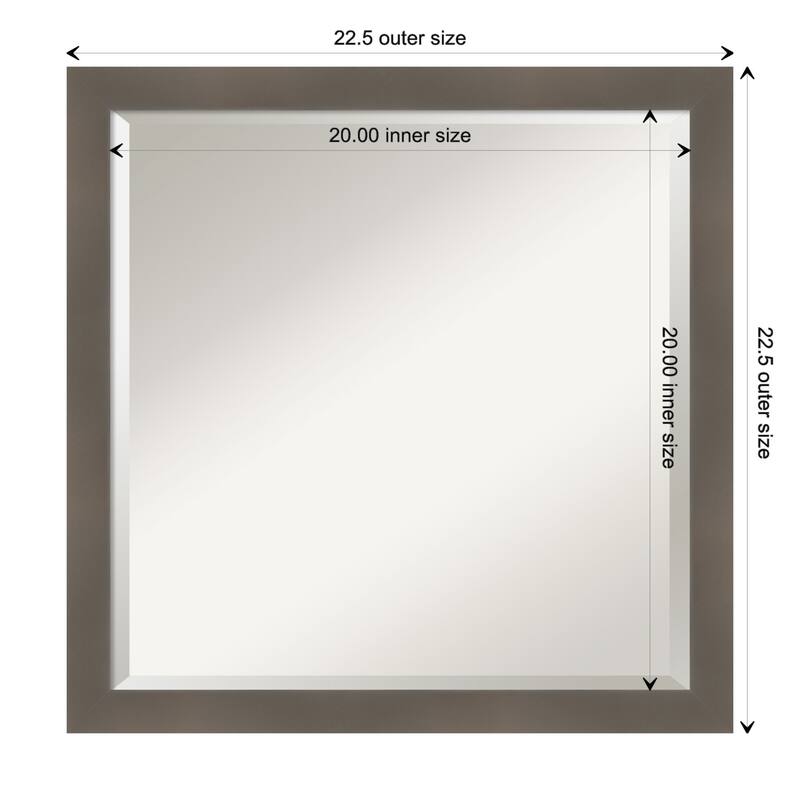 Edwin Beveled Wood Framed Bathroom Vanity Wall Mirror - Edwin Clay Grey - Glass Size 20x20