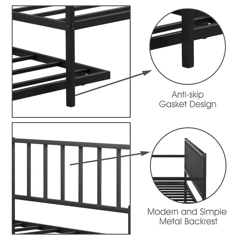 Gymax Twin Trundle DayBed w/ 4 Casters Mattress Platform Bed Sofa