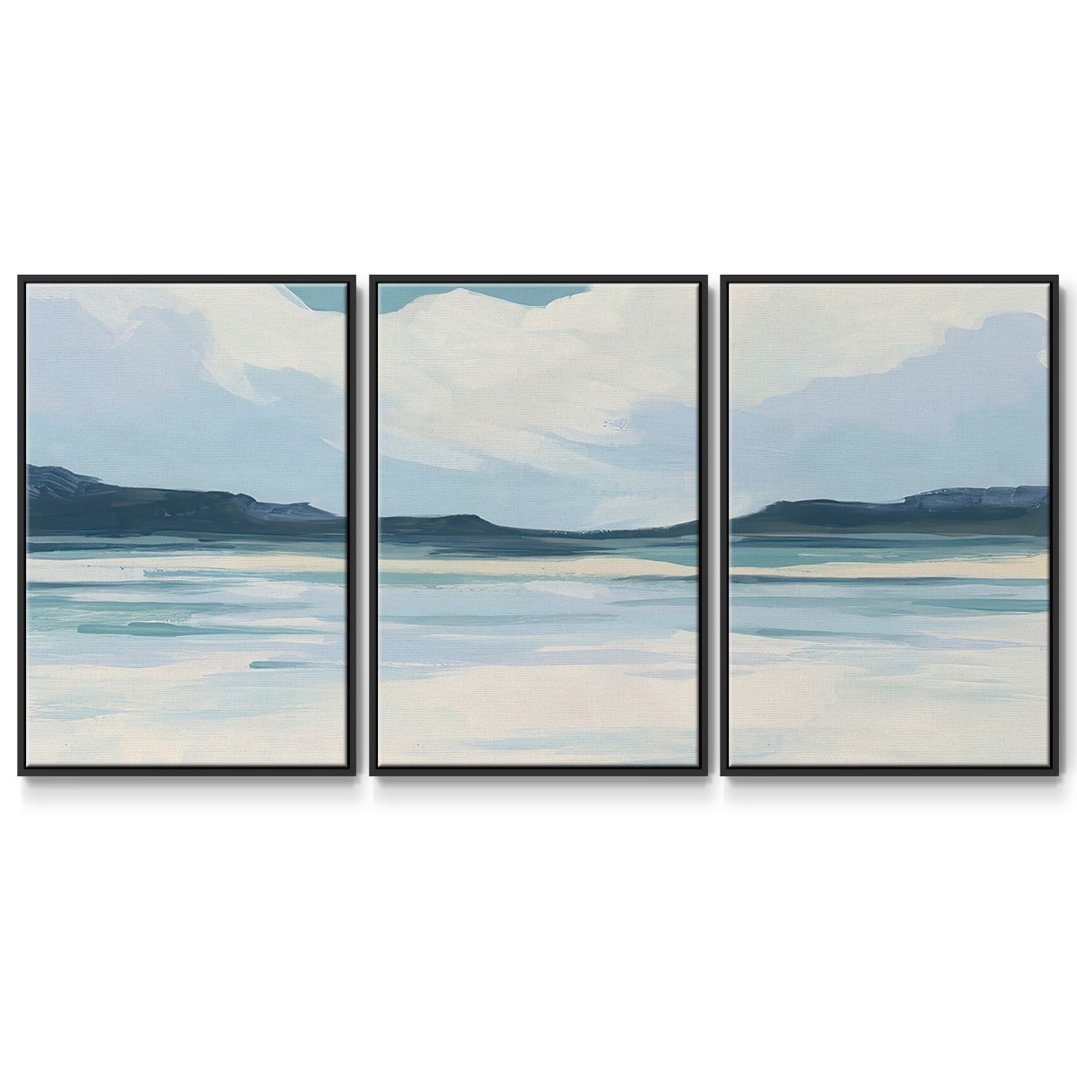 Cream Coastline II - Multi Piece Framed Canvas